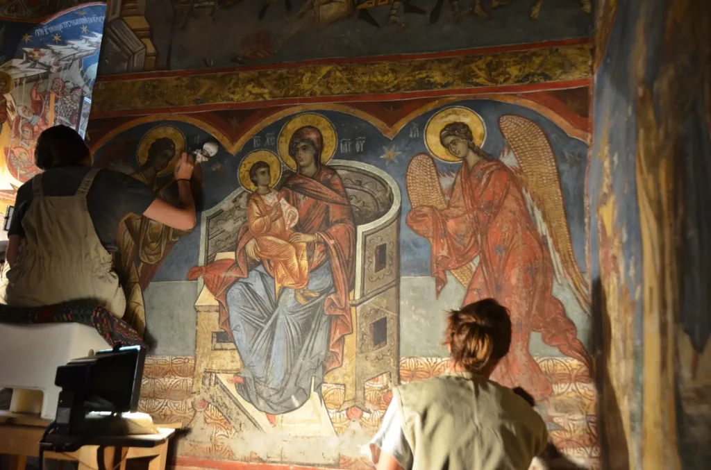 Humor Monastery, Moldavia, 1530, restoration work in the interior